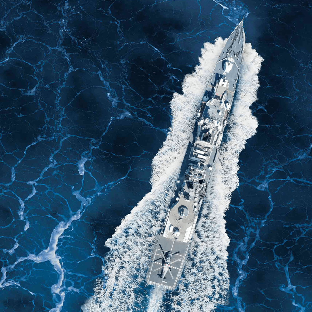 Top down view on naval vessel