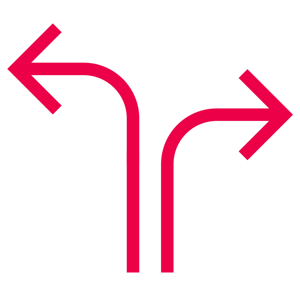Illustration of two arrows going different directions