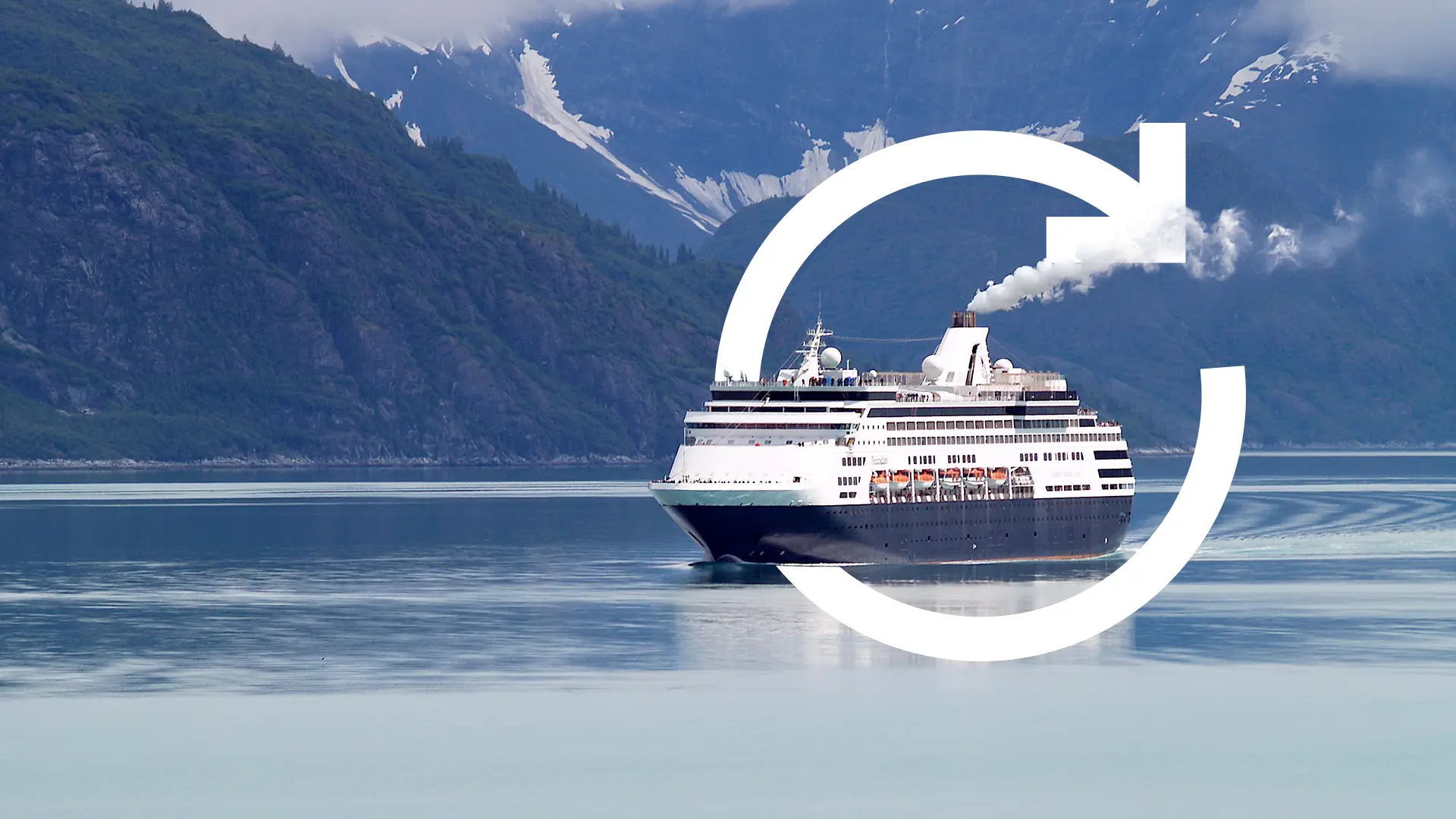 ship cruising through a fjord