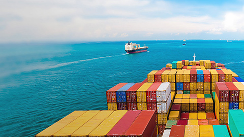 view from container ship on the ocean
