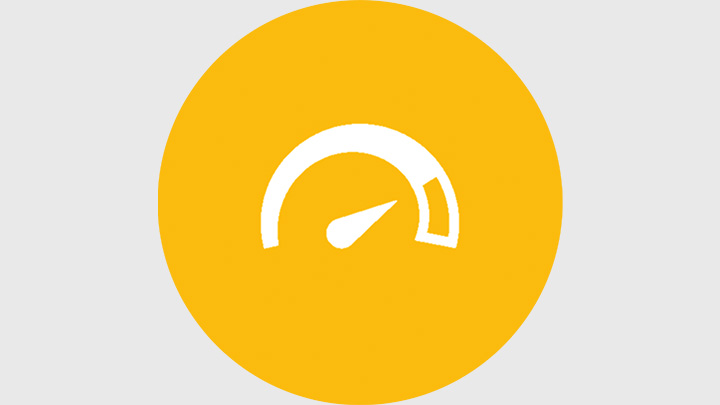 Icon with speedometer