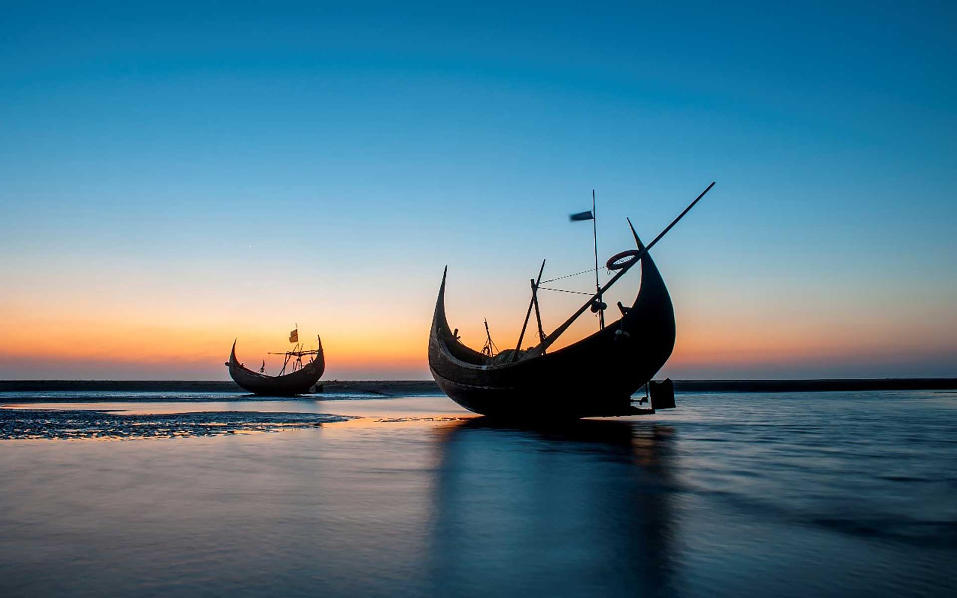 Bangladesh – two boats at sunset