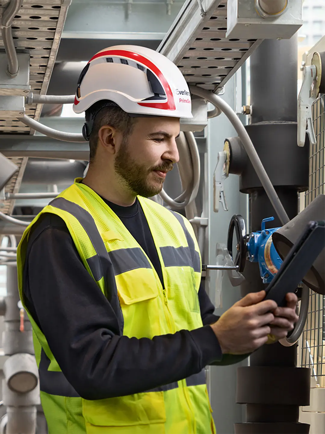service engineer checking an engine