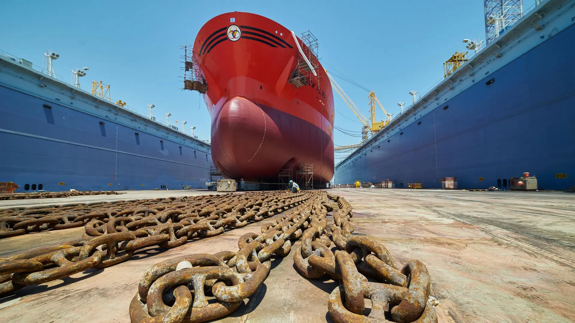 lagre ship in drydock