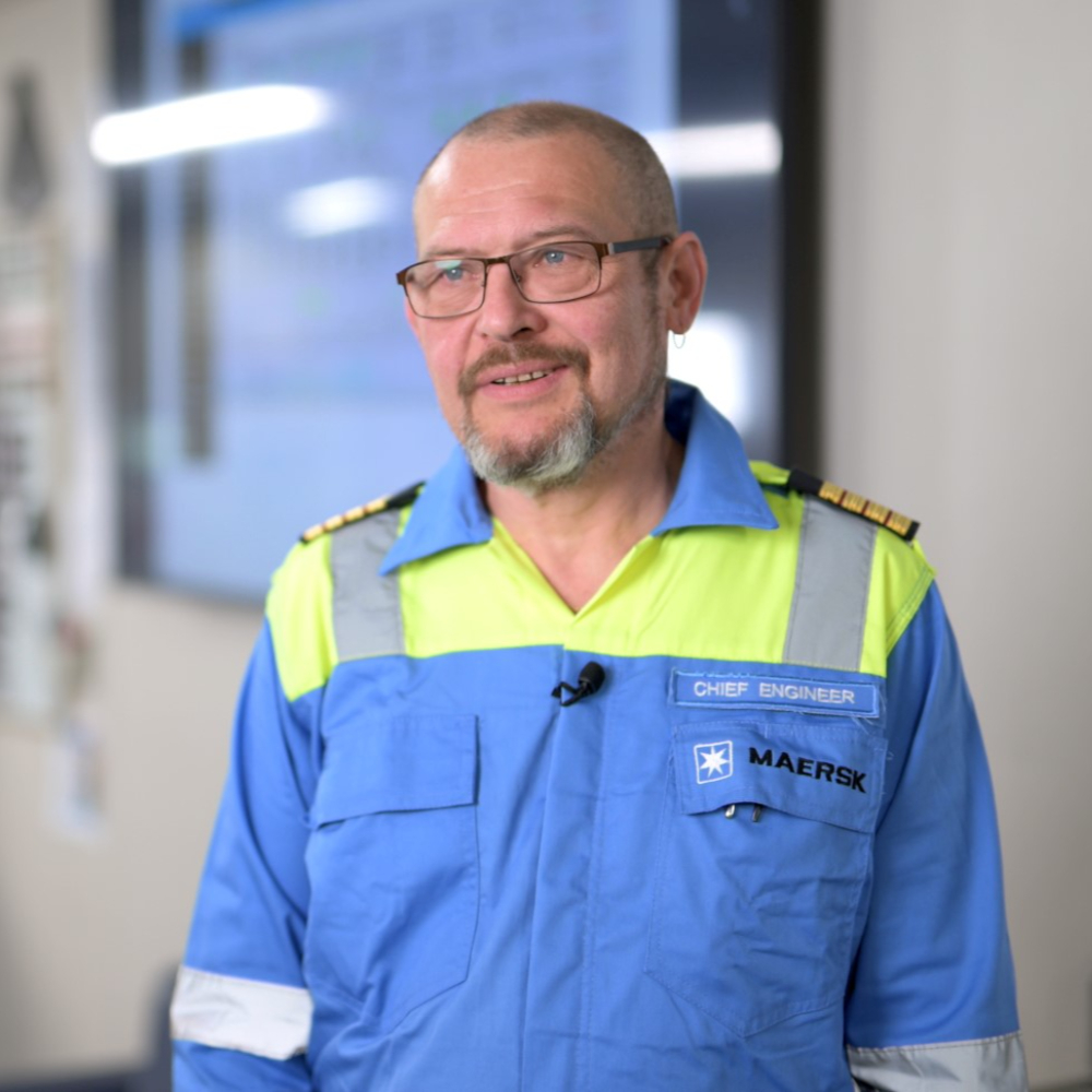 Portrait of Ireneusz Jan Urbanczyk, Chief engineer Antonia Mærsk in Safety Gear