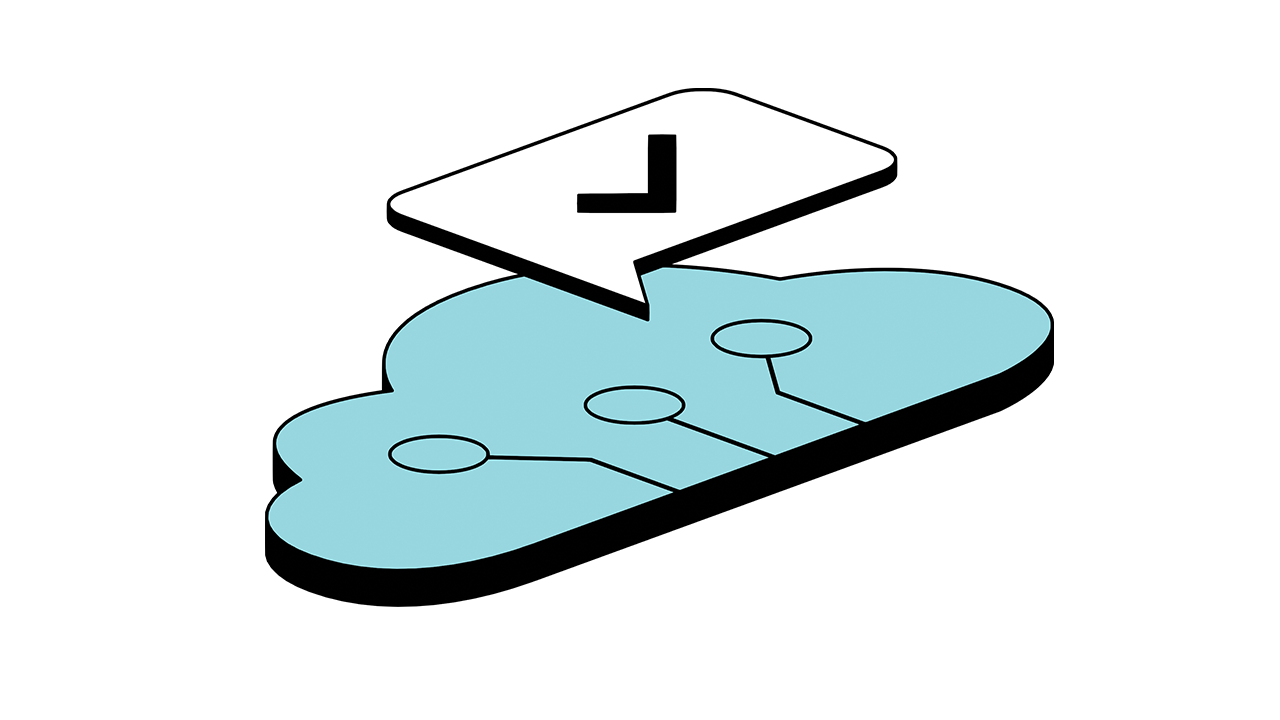 Flat Icon of a cloud and a check mark