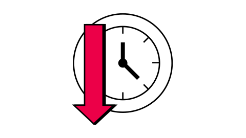 Icon-Time-Saving Icon of a Clock with an arrow facing downwards