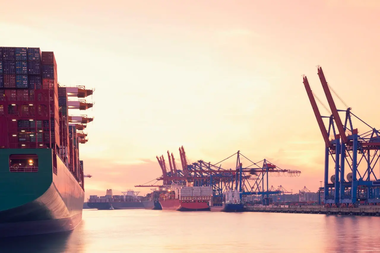 habor view with container ships