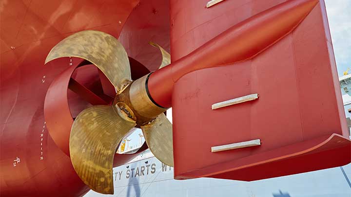 close up of a large propeller