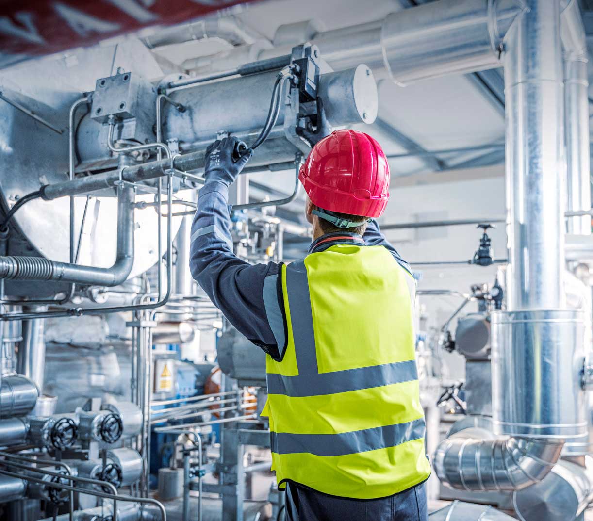 service engineer checking an engine
